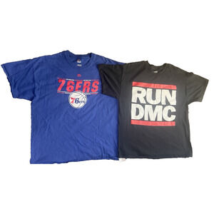 Philadelphia 76ers + Run DMC T Shirt Bundle Mens XL NBA Hip Hop Graphic Tees Lot